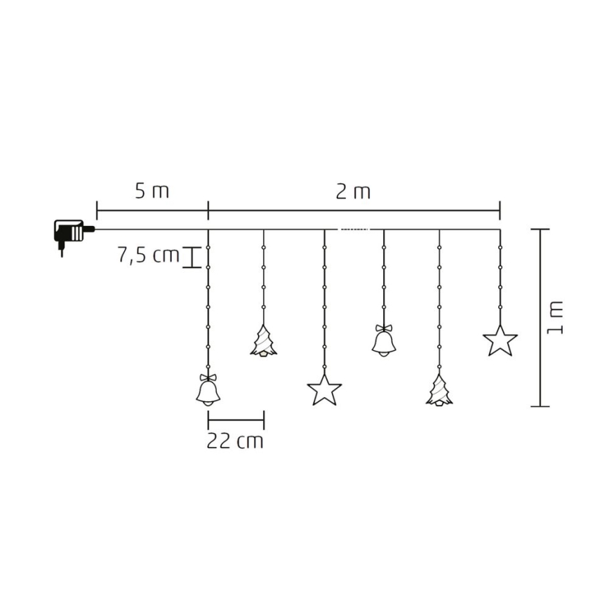 LED Kalėdinė lauko grandinė 186xLED 7m IP44 šaltai balta