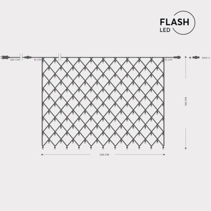 LED Kalėdinė lauko užuolaida NET 240xLED/7,2W/230V 1,5x2 m IP44 šilta balta