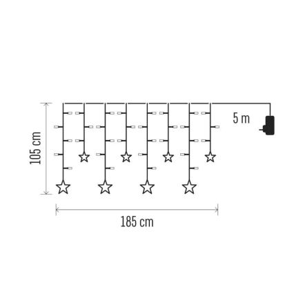LED kalėdinė užuolaida 115xLED/1,35W 6,85x1,05 m šilta balta