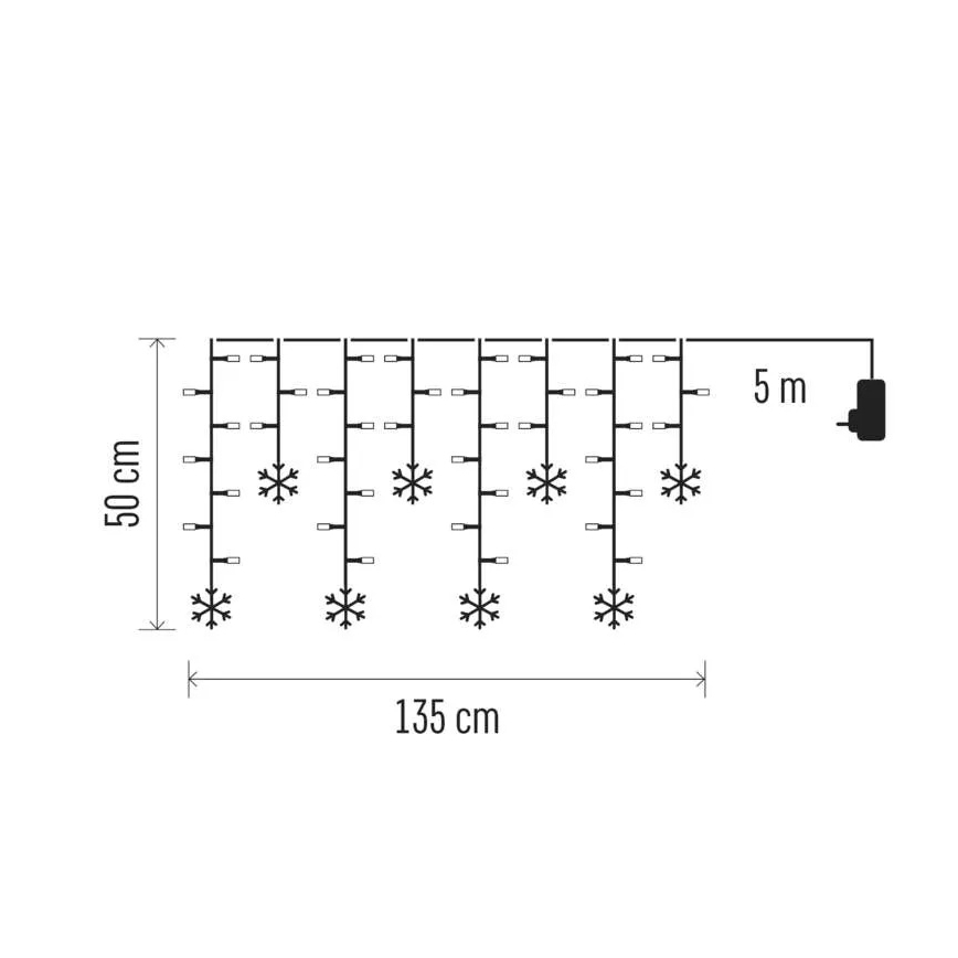 LED Kalėdinė užuolaida 60xLED/1,35W 635x50 cm šaltai balta