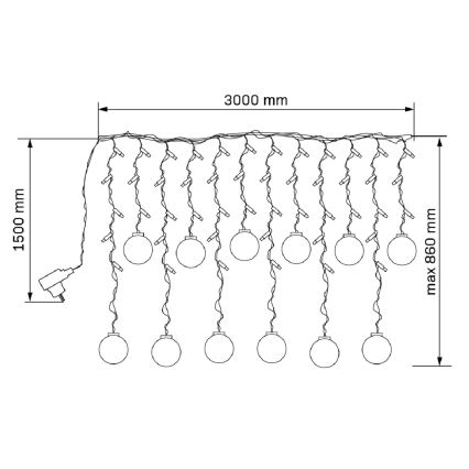 LED Kalėdinė užuolaida WISH BALLS 108xLED/8 funkcijos 4,5 m šilta balta