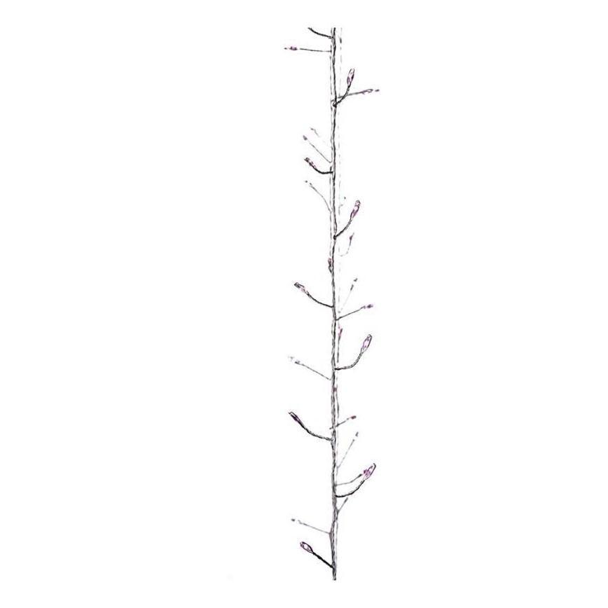 LED kalėdinė vidaus girlianda NANO 100xLED/3xAA 2,9m rausva
