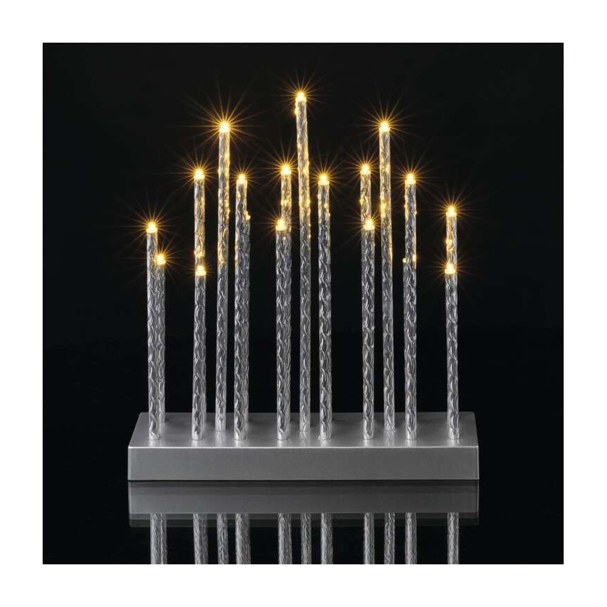 LED Kalėdinė žvakidė 19xLED/3xAA pilka