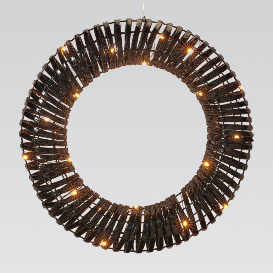 LED kalėdinis vainikas, 30xLED/3xAA, Ø 40 cm, šiltai balta, vainikas/juoda