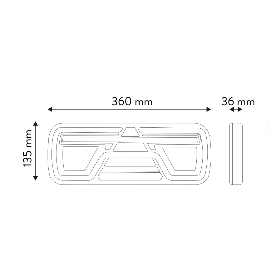 LED Kombinuota šviesa su dinaminiu posūkio signalu LED/10-30V IP67 dešinė
