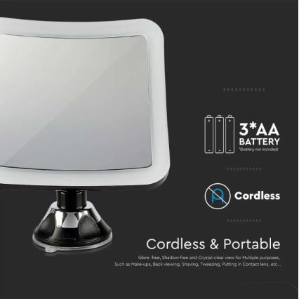 LED kosmetinis veidrodis LED/3,2W/4,5V 3xAA IP44
