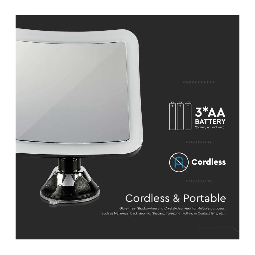 LED kosmetinis veidrodis LED/3,2W/4,5V 3xAA IP44