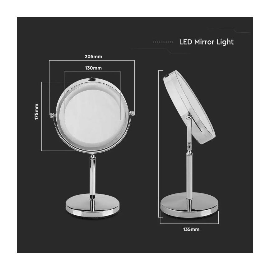 LED kosmetinis veidrodis LED/3W/6V 4xAA IP44