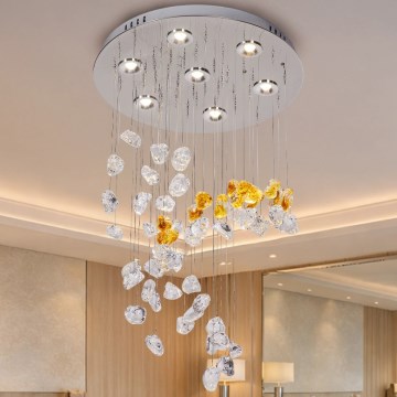 LED krištolinis lubinis šviestuvas AVARA, LED/24W/230V, skersmuo 40 cm, blizgus chromas, su nuotoliniu valdymu