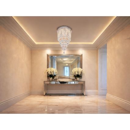 LED krištolinis lubinis šviestuvas MAJURO LED/30W/230V, skersmuo 40 cm, blizgus chromas + nuotolinis valdymas
