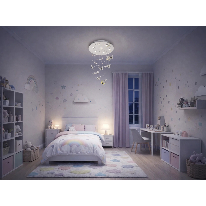 Krištolinis LED lubų šviestuvas MURU LED/24W/230V Ø 40 cm blizgus chromas + nuotolinis valdymas