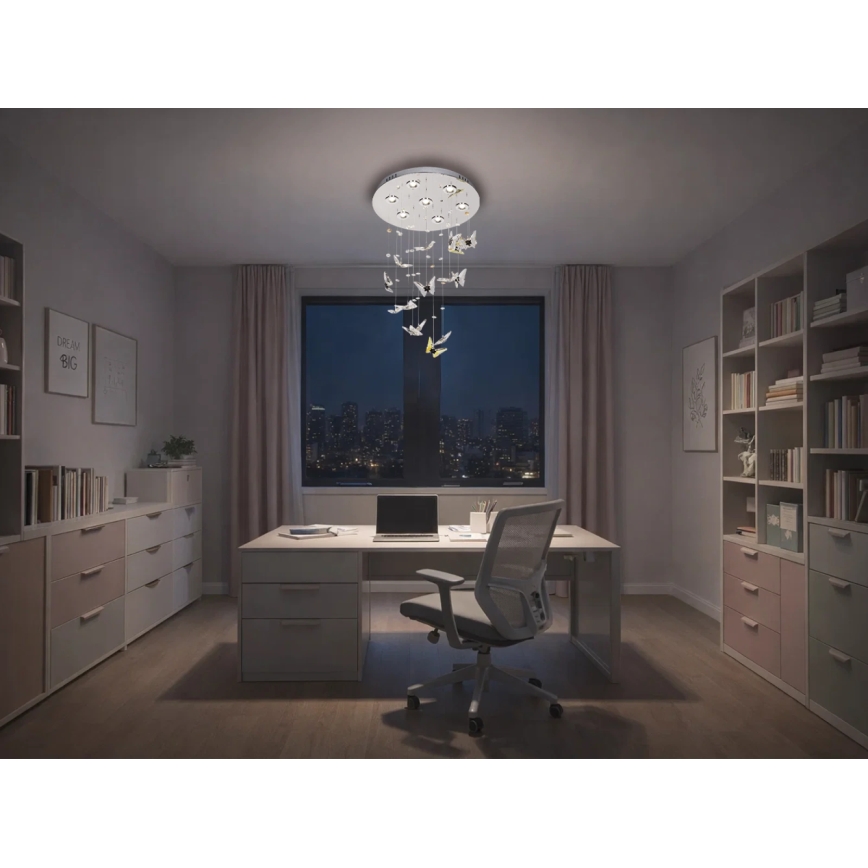 Krištolinis LED lubų šviestuvas MURU LED/24W/230V Ø 40 cm blizgus chromas + nuotolinis valdymas