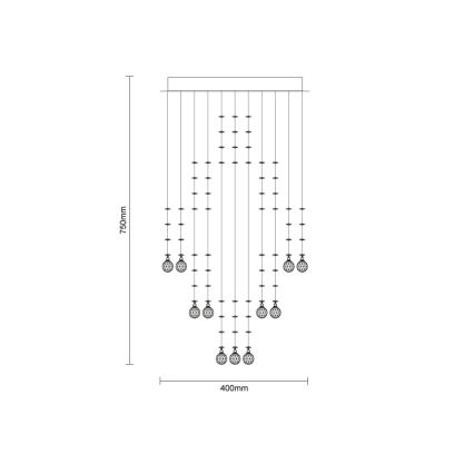 LED krištolinis lubų šviestuvas NAURU, LED/24W/230V, skersmuo 40 cm, blizgus chromas + nuotolinis valdymas