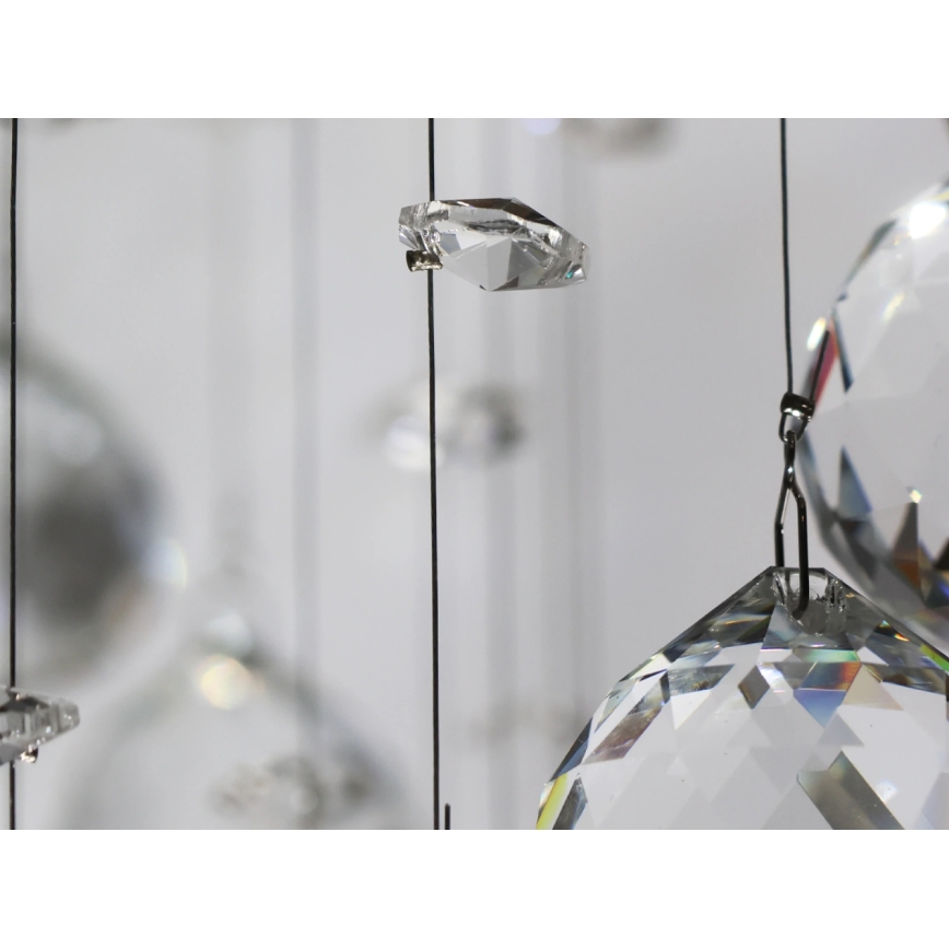 LED krištolinis lubų šviestuvas NAURU LED/24W/230V Ø 40 cm blizgus chromas + su nuotolinio valdymo pulteliu