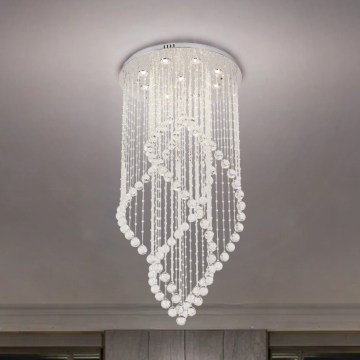 LED krištolinis lubinis šviestuvas NAURU LED/30W/230V skersmuo 60 cm blizgus chromo paviršius + nuotolinis valdymas