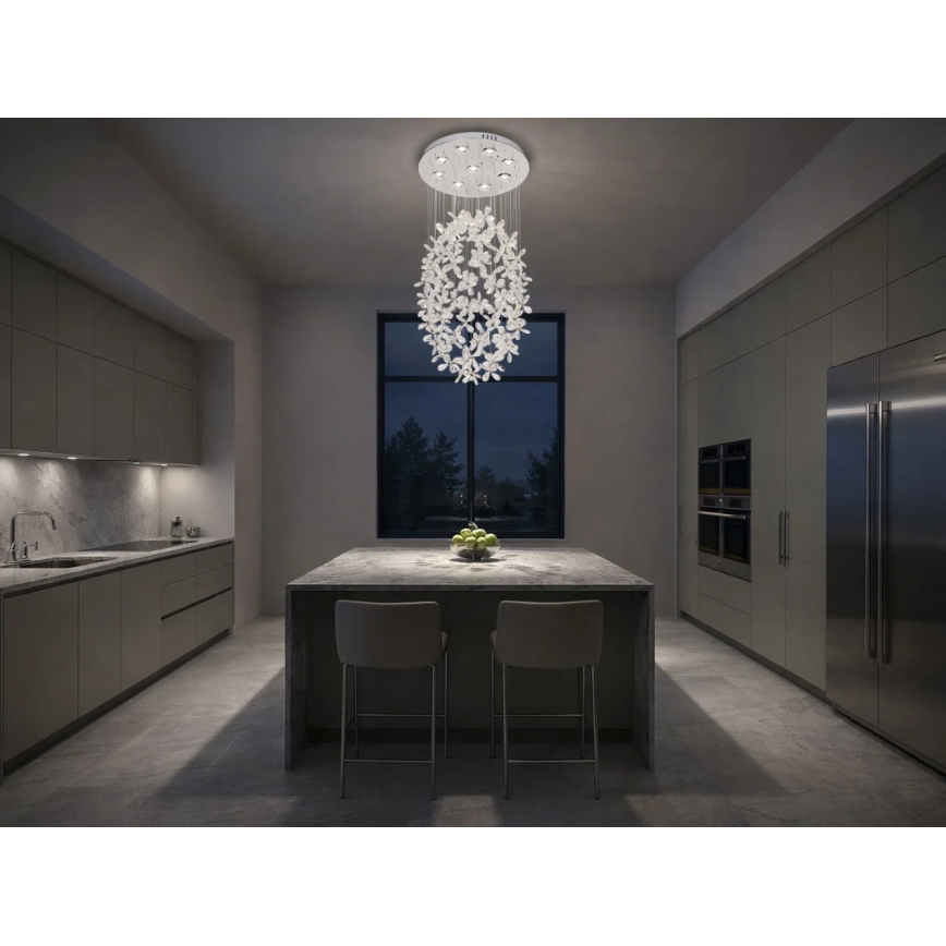 LED krištolinis lubinis šviestuvas SAMOA LED/30W/230V skersmuo 40 cm blizgus chromas + nuotolinis valdymas