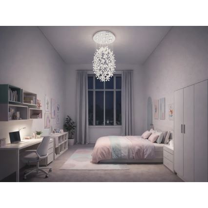 LED krištolinis lubinis šviestuvas SAMOA LED/30W/230V skersmuo 40 cm blizgus chromas + nuotolinis valdymas