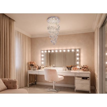 LED krištolinis lubinis šviestuvas SAMOA LED/30W/230V, skersmuo 40 cm, blizgus chromas + nuotolinis valdymas