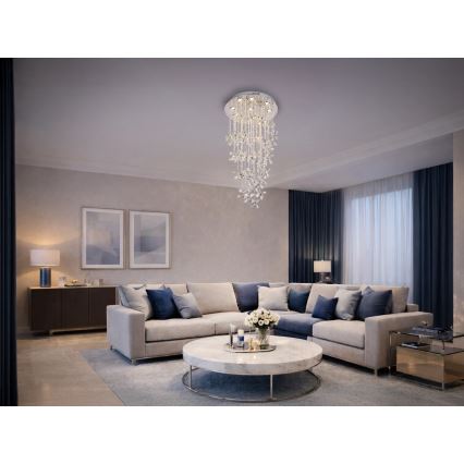 LED krištolinis lubinis šviestuvas SAMOA LED/30W/230V, skersmuo 40 cm, blizgus chromas + nuotolinis valdymas