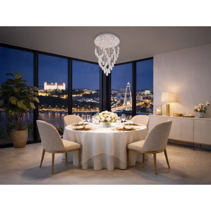 LED krištolinis lubinis šviestuvas MAJURO LED/30W/230V, skersmuo 45 cm, blizgus chromas + nuotolinis valdymas