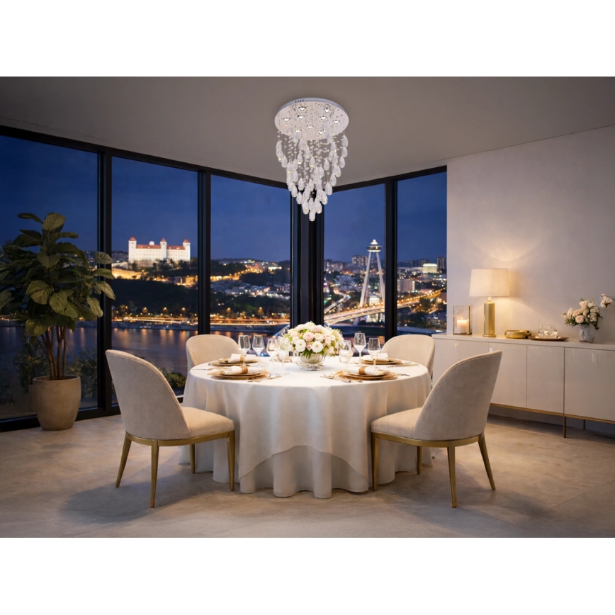LED krištolinis lubinis šviestuvas MAJURO LED/30W/230V, skersmuo 45 cm, blizgus chromas + nuotolinis valdymas