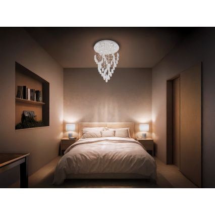 LED krištolinis lubinis šviestuvas MAJURO LED/30W/230V, skersmuo 45 cm, blizgus chromas + nuotolinis valdymas