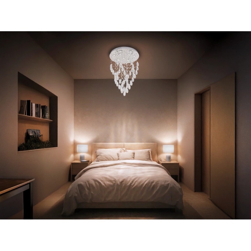 LED krištolinis lubinis šviestuvas MAJURO LED/30W/230V, skersmuo 45 cm, blizgus chromas + nuotolinis valdymas