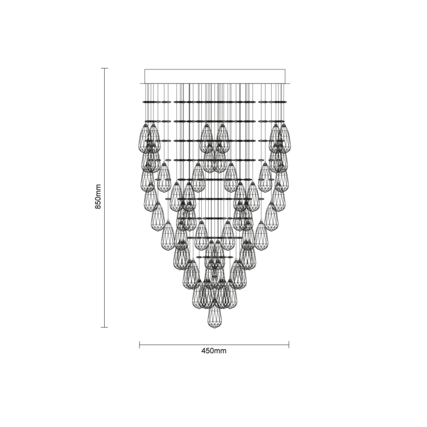 LED krištolinis lubinis šviestuvas MAJURO LED/30W/230V, skersmuo 45 cm, blizgus chromas + nuotolinis valdymas