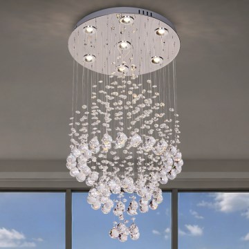 LED krištolinis lubų šviestuvas NAURU, LED/24W/230V, skersmuo 40 cm, blizgus chromas + nuotolinis valdymas