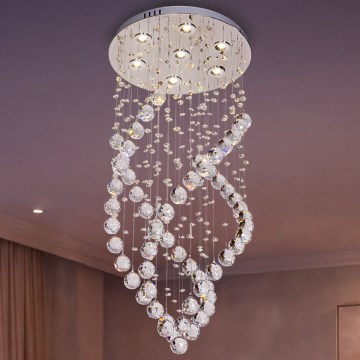 LED krištolinis lubų šviestuvas NAURU LED/24W/230V Ø 40 cm blizgus chromas + su nuotolinio valdymo pulteliu