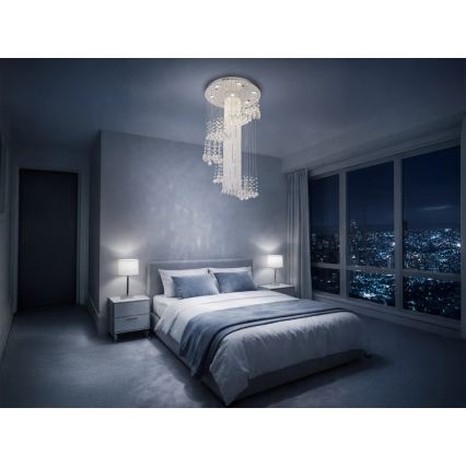 LED krištolinis lubinis šviestuvas NAURU LED/24W/230V Ø 45 cm blizgus chromas + su nuotoliniu valdymu