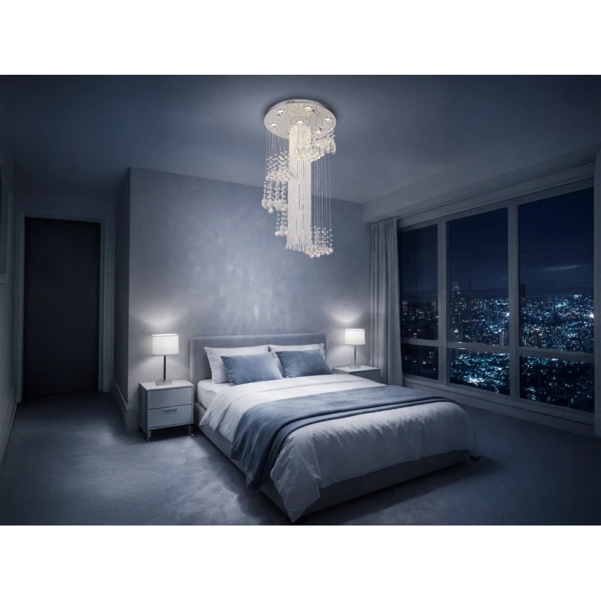 LED krištolinis lubinis šviestuvas NAURU LED/24W/230V Ø 45 cm blizgus chromas + su nuotoliniu valdymu