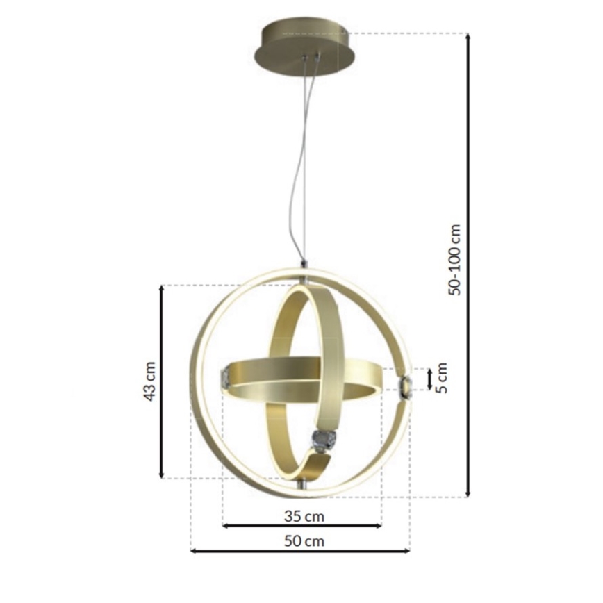 LED Krištolo pakabinamas sietynas SIRIUS LED/80W/230V
