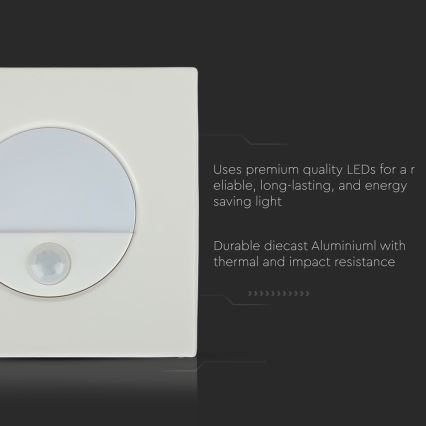 LED Laiptinės šviestuvas su judesio jutikliu LED/3W/230V 4000K balta