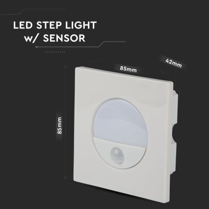 LED Laiptinės šviestuvas su judesio jutikliu LED/3W/230V 4000K balta