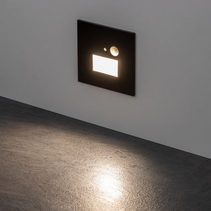 LED laiptų šviestuvas su judesio ir sutemų jutikliu LED/1,5W/230V 3000/4000/6000K juodas