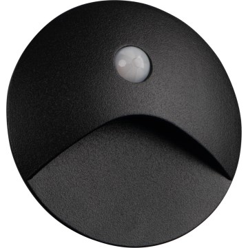 LED laiptų šviestuvas su judesio ir sutemimo jutikliu EXIN LED/2,5W/230V 4000K IP65 juodas apvalus