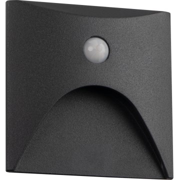 LED laiptų šviestuvas su judesio ir sutemos davikliu EXIN, LED/2,5W/230V, 4000K, IP65, kvadratinis, antracitas