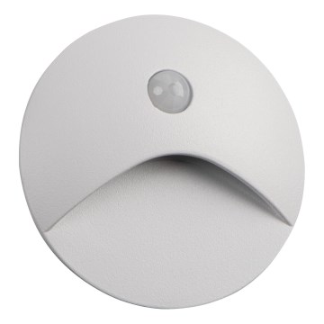 LED laiptų šviestuvas su judesio ir sutemų jutikliu EXIN LED/2,5W/230V 3000K IP65 baltas apvalus