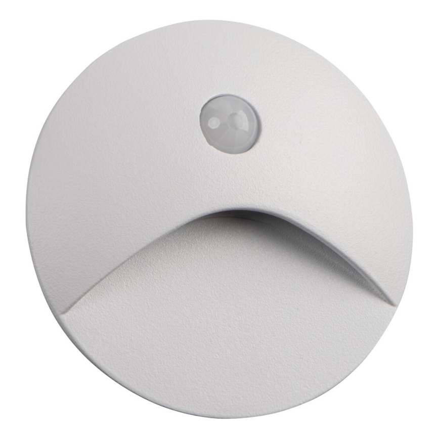 LED laiptų šviestuvas su judesio ir sutemų jutikliu EXIN LED/2,5W/230V 3000K IP65 baltas apvalus