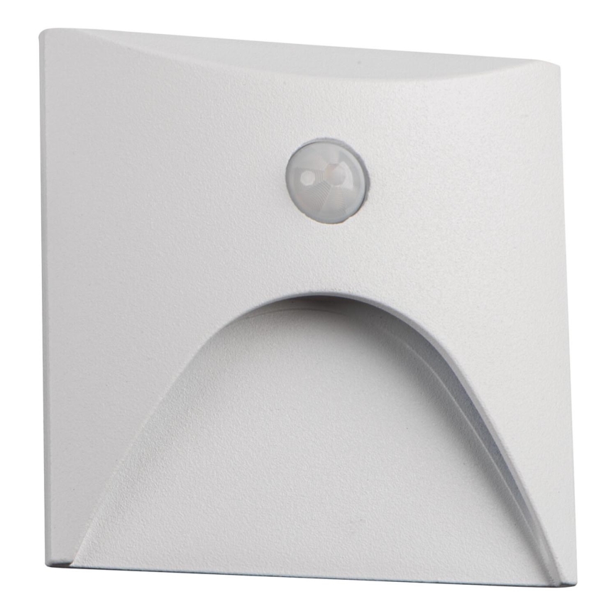 LED laiptų šviestuvas su judesio ir sutemų jutikliu EXIN LED/2,5W/230V 3000K IP65 baltas kvadratinis