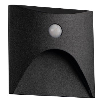 LED laiptų šviestuvas su judesio ir sutemų jutikliu EXIN LED/2,5W/230V 3000K IP65 juodas kvadratinis