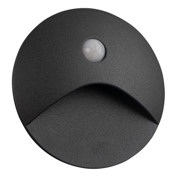 LED laiptų šviestuvas su judesio ir sutemų jutikliu EXIN LED/2,5W/230V 4000K IP65 antracitas apvalus