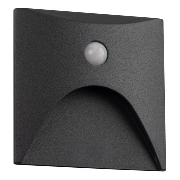 LED laiptų šviestuvas su judesio ir sutemų jutikliu EXIN LED/2,5W/230V 4000K IP65 kvadratinis antracito spalvos