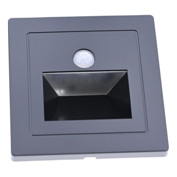 LED laiptų šviestuvas su judesio ir sutemų jutikliu LED/3W/230V 6000K juodas