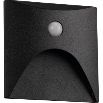 LED laiptų šviestuvas su judesio ir sutemų sensoriumi EXIN LED/2,5W/230V 4000K IP65 juodas kvadratinis