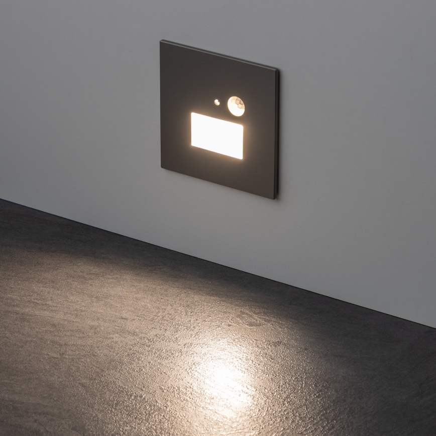 LED laiptų šviestuvas su judesio ir sutemų jutikliu LED/1,5W/230V 3000/4000/6000K pilkas