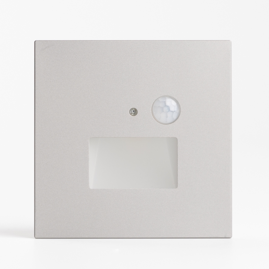 LED laiptų šviestuvas su judesio ir sutemų jutikliu LED/1,5W/230V 3000/4000/6000K pilkas