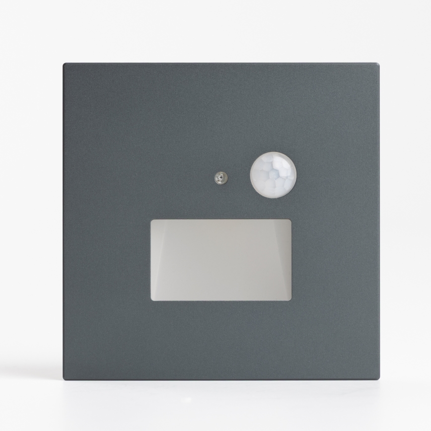 LED laiptų šviestuvas su judesio ir sutemų jutikliu LED/1,5W/230V 3000/4000/6500K antracitas