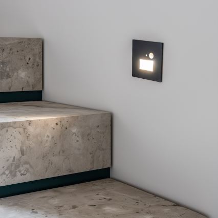 LED laiptų šviestuvas su judesio ir sutemų jutikliu LED/1,5W/230V 3000/4000/6500K antracitas